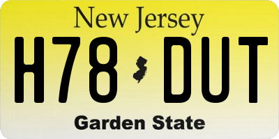 NJ license plate H78DUT