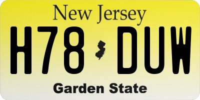 NJ license plate H78DUW