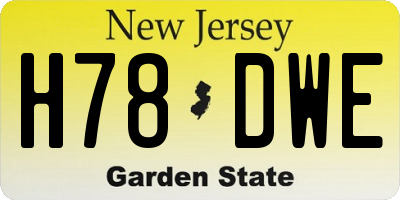 NJ license plate H78DWE
