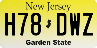 NJ license plate H78DWZ