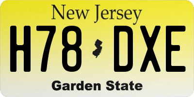 NJ license plate H78DXE