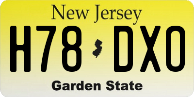 NJ license plate H78DXO