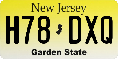 NJ license plate H78DXQ