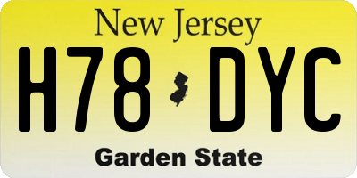 NJ license plate H78DYC