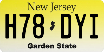 NJ license plate H78DYI