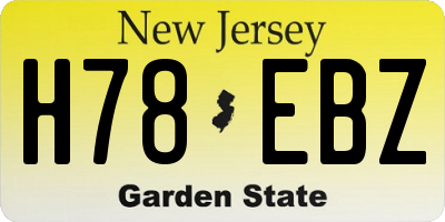 NJ license plate H78EBZ