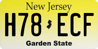 NJ license plate H78ECF