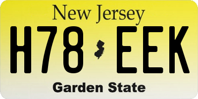 NJ license plate H78EEK