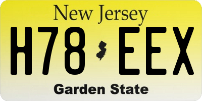 NJ license plate H78EEX