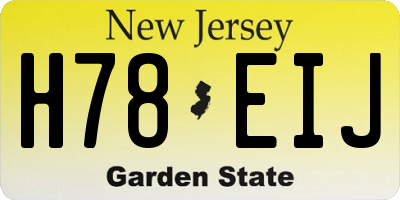 NJ license plate H78EIJ