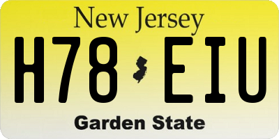 NJ license plate H78EIU