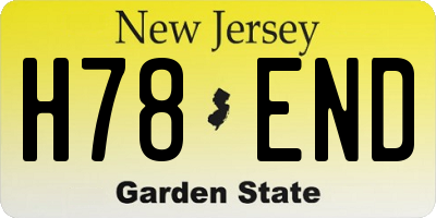 NJ license plate H78END