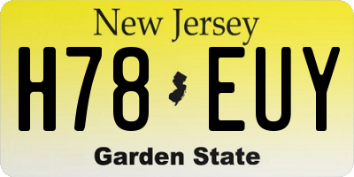 NJ license plate H78EUY