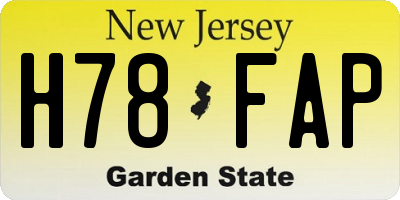 NJ license plate H78FAP