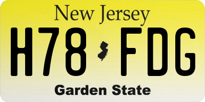 NJ license plate H78FDG