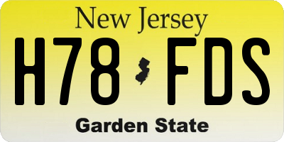NJ license plate H78FDS