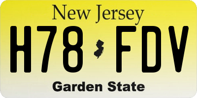 NJ license plate H78FDV