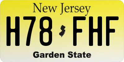 NJ license plate H78FHF