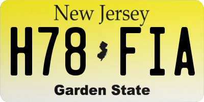 NJ license plate H78FIA