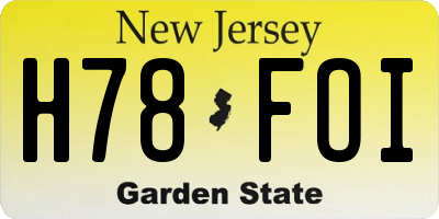 NJ license plate H78FOI