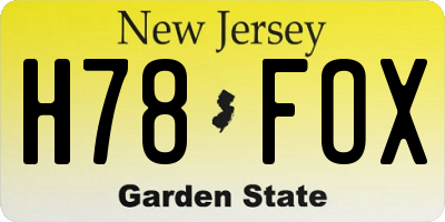 NJ license plate H78FOX