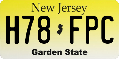 NJ license plate H78FPC