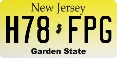 NJ license plate H78FPG
