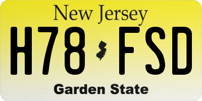 NJ license plate H78FSD