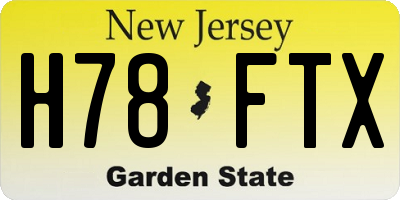 NJ license plate H78FTX