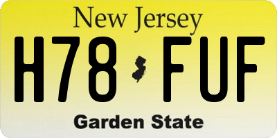 NJ license plate H78FUF