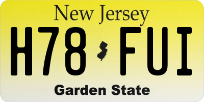 NJ license plate H78FUI