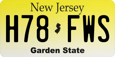NJ license plate H78FWS