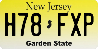 NJ license plate H78FXP