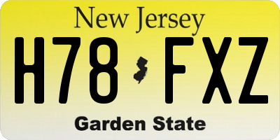 NJ license plate H78FXZ