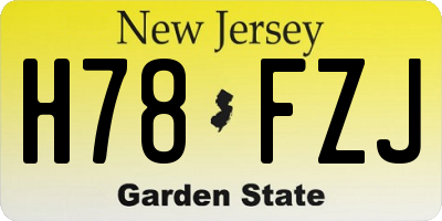 NJ license plate H78FZJ