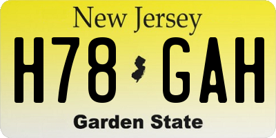 NJ license plate H78GAH