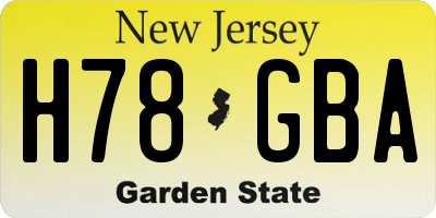 NJ license plate H78GBA