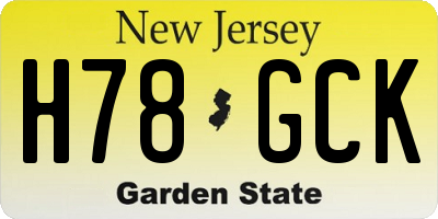 NJ license plate H78GCK