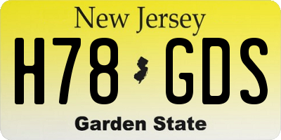 NJ license plate H78GDS