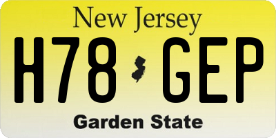 NJ license plate H78GEP
