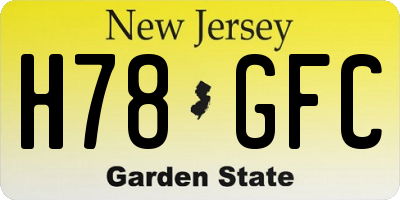 NJ license plate H78GFC