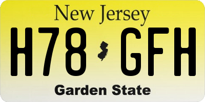 NJ license plate H78GFH