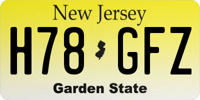 NJ license plate H78GFZ