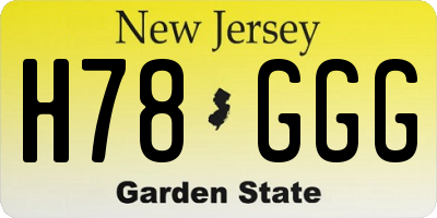 NJ license plate H78GGG