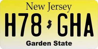 NJ license plate H78GHA