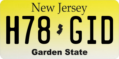 NJ license plate H78GID