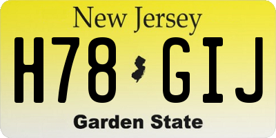 NJ license plate H78GIJ