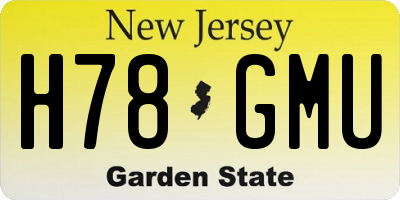 NJ license plate H78GMU