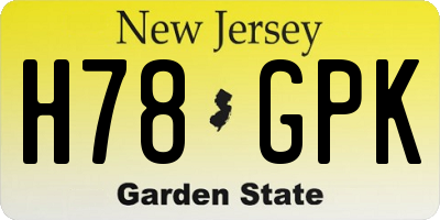 NJ license plate H78GPK