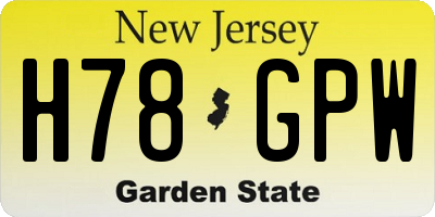 NJ license plate H78GPW